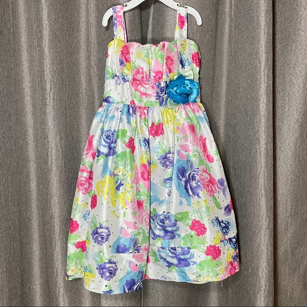 Sweet Heart Rose Floral Sequin Little Girls Dress
